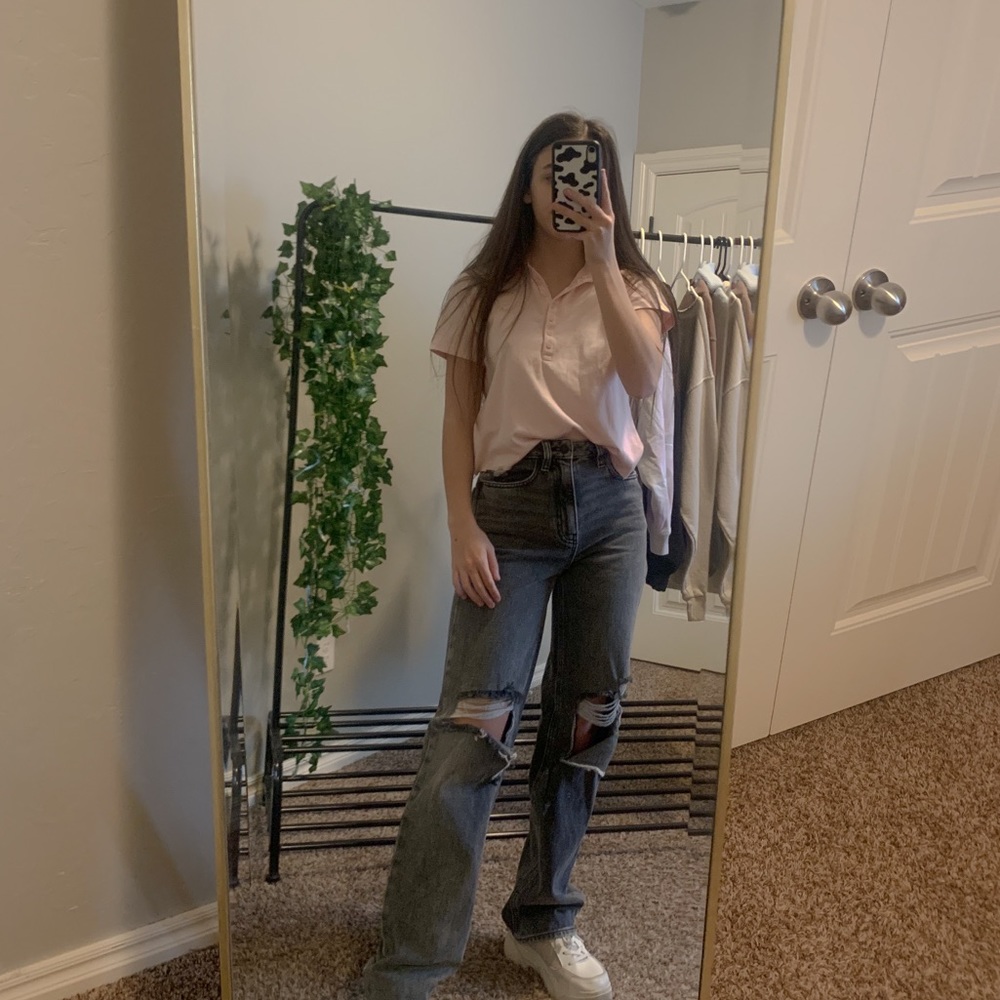 baby pink collared shirt!